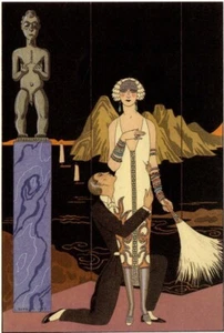 Le Soir – George Barbier  1925  Elegant Art Deco Fashion Illustration Art Print - Picture 1 of 2
