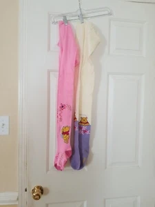 2 Disney winnie the pooh Footed Tights Girls Sz 7-8 Pink & Purple - Picture 1 of 7