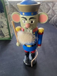 Erzgebirge Volkskunst GDR German Mouse King Nutcracker 10" Toy Soldier w/Box - Picture 1 of 7
