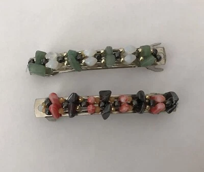 Lote 2 DE COLECCIÓN Cuentas de Obsidiana Coral y JOMAS DE CUARZO AVENTURING PASADORES Foto 1 de 4