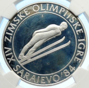 1983 YUGOSLAVIA '84 Olympics SARAJEVO Ski Jumper PF Silver 500D Coin NGC i106568 - Picture 1 of 5