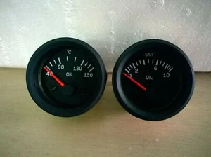 52 mm Elec Oil Temp Oil Pressure Gauge Black Face Black Bezel - Picture 1 of 5
