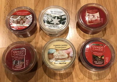 6 YANKEE CANDLE MELTS CUP LOT VANILLA CUPCAKE CANDY CANE MERINGUE KITCHEN SPICE - Image 1 of 4