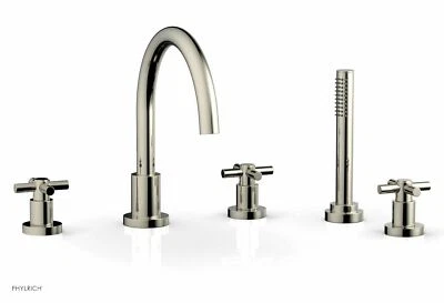 Juego de bañera de cubierta PHYLRICH BASIC con ducha de mano - manijas cruzadas tubulares D2134C1-014 Foto 1 de 4