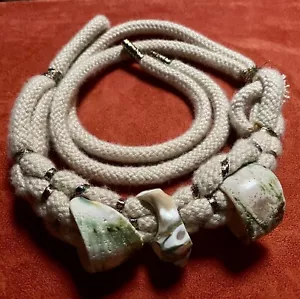 Fabulous VINTAGE 80s SEASHELL Adorned ROPE BELT One-Size - Picture 1 of 12