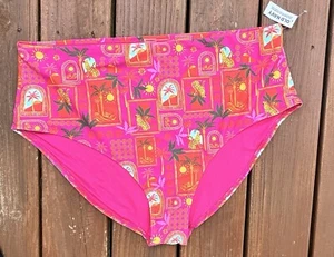Old Navy Womens Bikini Bathing Suit Swim Bottom Size 3X Pink Tropical Swim New - Picture 1 of 5