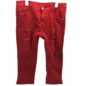 Balmain Paris Jeans Damen 35 x 26 Rot Capri Used Reißverschlüsse - Bild 1 von 5