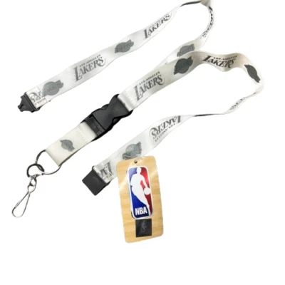 LA Lakers Lanyard Blanco Glaciar Estilo NBA Mercancía Oficial Foto 1 de 4