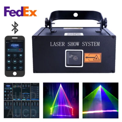 iOS Android App 5W RGB Laser Animation DMX DJ Party Show Stage Projector Lights - Image 1 of 4