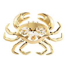 SWAROVSKI CRYSTAL ELEMENT STUDDED CRAB FIGURINE ORNAMENT 24K GOLD PLATED