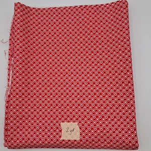 2 Yd of Quilt Cotton Fabric JoAnn Red Circles - Picture 1 of 2