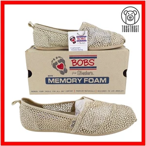 Skechers Bobs Slip On Flat Shoes UK 5 /38 Spring Blast Memory Foam Crochet Beige - Picture 1 of 16