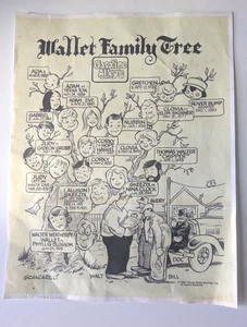 1988 Gasoline Alley Wallet Family Tree Comic Strip Poster Tribune Media - Picture 1 of 3