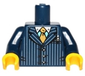 Lego Town Hall Mayor Minifigure Torso Dark Blue Pinstripe Jacket Gold Tie D417