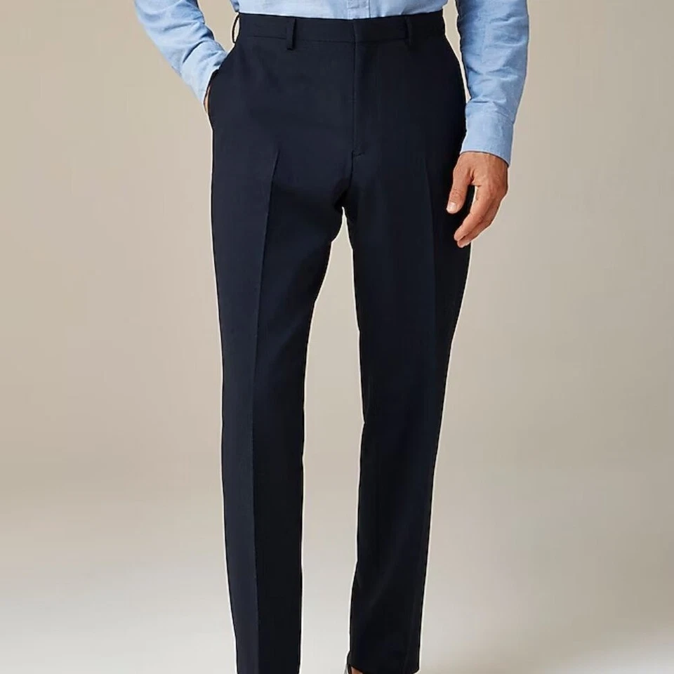 J Crew Blue Crosby Classic-fit suit pant Italian stretch wool blend Mens 32/34 - Image 1 of 4