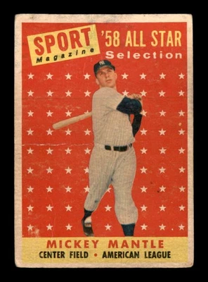 1958 Topps #487 Mickey Mantle AS TP G/VG X3148380 - Image 1 of 2