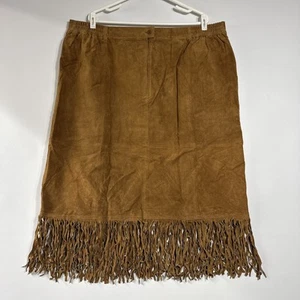 Neu Roamans Vintage Via Accenti braun Leder Fransen Westernrock Gr. 22 Plus - Bild 1 von 7