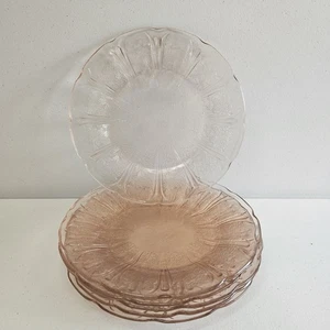 Jeanette Cherry Blossom Set of 6 Pink Depression Glass 9" Dinner Plates – Vtg - Picture 1 of 6