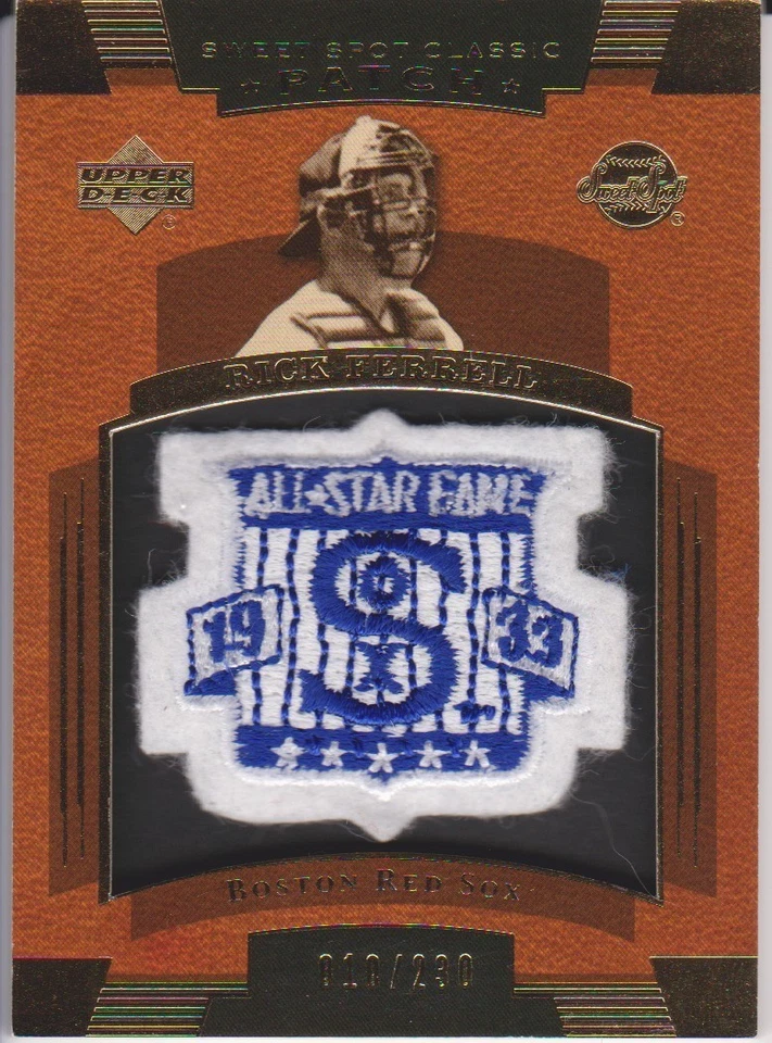 04 UD SWEET SPOT CLASSICS *RICK FERRELL COMMEMORATIVE PATCH #D/230 - Image 1 of 1