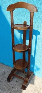 Solid Mahogany Wood 3-Tier Folding Cake Pie Plant Display Stand Table English - Picture 1 of 13
