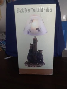 NEU Black Bears umarmende Baumlampe Teelicht Kerzenhalter 10,5" hoch - Bild 1 von 8