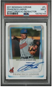 2011 Bowman Chrome Refractor Francisco Lindor RC AUTO /500 PSA 9 - Picture 1 of 2