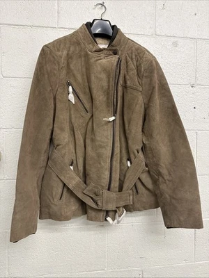 Coach 83822 XL Mujer Invierno Cinturón Moto Chaqueta Gamuza Aislante Moto Abrigo Foto 1 de 4