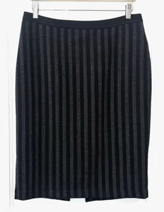 Neu mit Etikett T Tahari Damen schwarz/grau gestreift gefüttert gerade Bleistiftrock, Größe M - Bild 1 von 15
