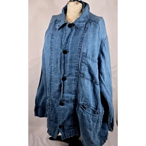 CP Shades blau Leinen Knopfleiste Jacke Mantel Taschen Damen Größe M Arbeit Hausarbeit - Bild 1 von 8