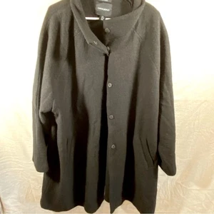 Cynthia rowley women wool pea coat 3x black neutral minimalist quiet luxury - Picture 1 of 10
