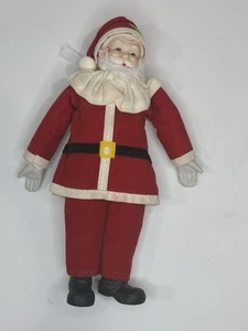 Vintage Weihnachtsmann Puppe mit Porzellan Gesicht und Händen Samt weicher Körper 8 Zoll - Bild 1 von 13