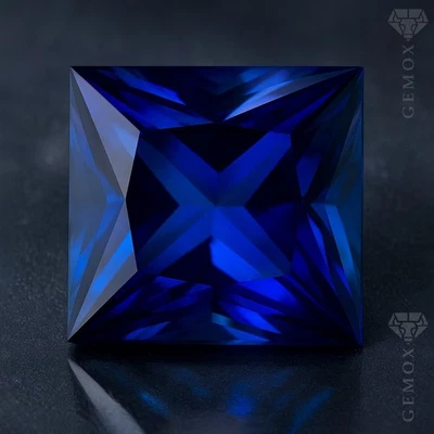 Sapphire Genuine Loose Stone Princess Cut Royal Blue Corundum Lab-Grown Gem EU - Image 1 of 4