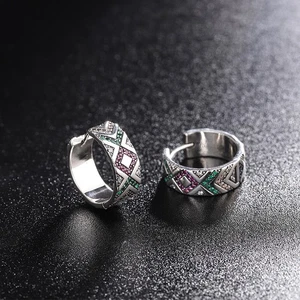 Multicolor Tribal Streifen Ohrringe 925 Sterling Silber Antiallergie für Damen - Bild 1 von 5