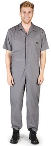 Mens Short Sleeve Coverall Overall Boilersuit Mechanic Protective Work Wear - Picture 1 of 15