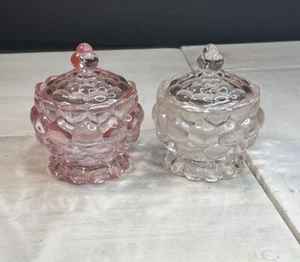 Paar 2 römische nordische rosa Glas Schmuck Glaswaren Süßigkeitenschalen / Schmuckschatulle’s - Bild 1 von 8