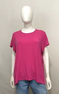 Athleta Damen-T-Shirt L Fuchsia kurzärmelig Rundhalsausschnitt leichtes Logo - Bild 1 von 9