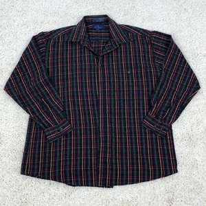 Enro Button Up Shirt Large Adult Black Plaid Long Sleeve Casual Pocket Mens C2 - Picture 1 of 6