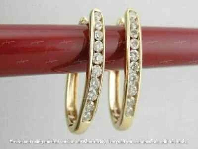 14k Yellow Gold Finish 2 Ct Lab Created Round Cut Diamond Hoop Earrings For Gift - Image 1 of 4