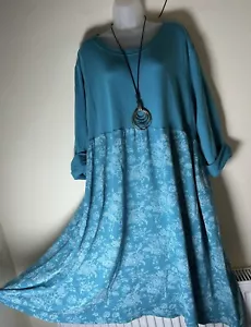New Stretch Cotton Jersey Tunic Dress Plus size 26 2830 ++Made in Italy - Picture 1 of 4