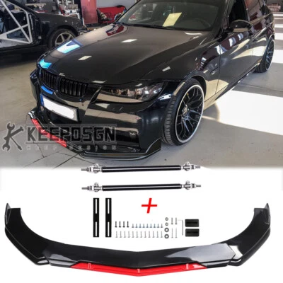 Piezas de alerón divisor de labios parachoques delantero brillante para serie 3 E90 E92 M3 M Sport Foto 1 de 4