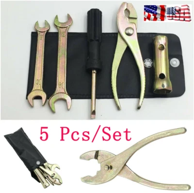 Motorcycle Tool Kit Pliers Wrench Spark Plug Socket Spanner Screwdriver Remover  - Image 1 of 4
