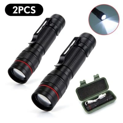 2X-Super hell LED Taschenlampe 250000 Lumen XPE USB Zoom Torch Wiederaufladbare - Bild 1 von 4