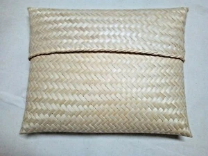 Handmade Weave Nature Bamboo Wicker Envelope Tablet Storage Book Case Lid Craft - Picture 1 of 11