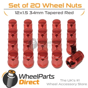 Red Wheel Nuts (20) 12x1.5 Tapered 34mm For Ford Focus ST [Mk2] 12-18 - Picture 1 of 1