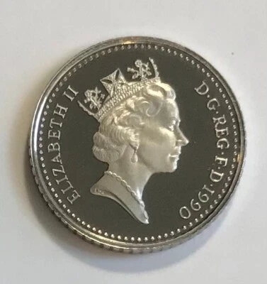 Great Britain 5 Pence 1990 - Thistle Plant - Small type - Proof - Image 1 of 4