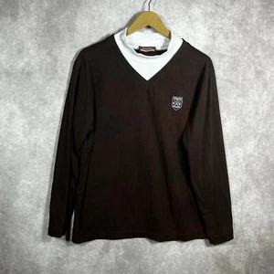 Vintage Kappa Golf Shirt Mens Large Brown Long Sleeves Fraternity Academia Greek - Picture 1 of 9
