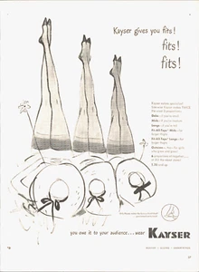 1949 KAYSER nylons lingerie pantyhose vintage art PRINT AD ladies hats stockings - Picture 1 of 1