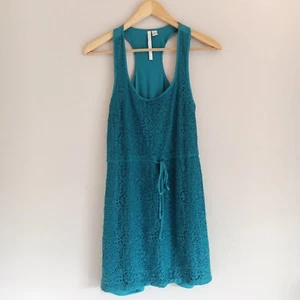 LC Lauren Conrad Blue Floral Lace Crochet Racerback Drawstring Dress Size XS - Picture 1 of 5