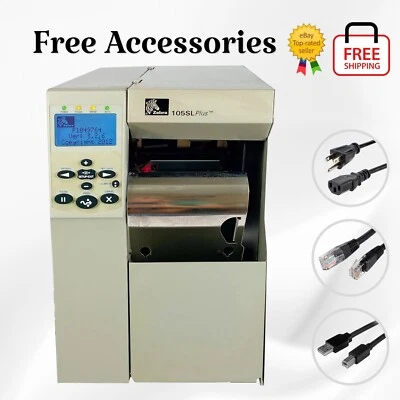 BUNDLE Zebra 105SL Plus Thermal Transfer Label Printer Peel Rewind Ethernet USB - Image 1 of 4