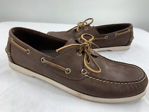 LL Bean Mens Loafers Boat Deck Shoes Brown Size 14 EE Leather Boat Shoes